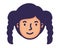 Head woman face with hair braids character