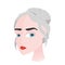 Head of a woman with grey hair. Vector Illustration