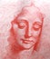 The head of the  woman by Leonardo da Vinci in the vintage book Leonardo Da Vinci by M. Sumtsov, Kharkov, 1907