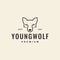 Head young wolf hipster logo design vector graphic symbol icon illustration creative idea