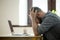 Headache, depression, stress and troubles of young businessman i