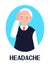 Headache icon vector. Flu, cold, symptom is shown. Senior man put her hand to her forehead. Respiratory disease concept.