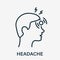 Headache Line Icon. Disease head, Fatigue concept. Migraine, Health Problem, Pain Face, Stress, Tired and Burnout