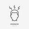 Headache line icon, vector pictogram of person with migraine. Man having hangover illustration, flu symptom sign for