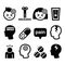 Headache migraine icons set