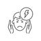 Headache related vector thin line icon.