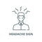 Headache sign vector line icon, linear concept, outline sign, symbol