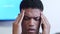 Headache, Upset Young Black Man Close Up