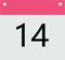 Header calendar pink bottom gray black number 14