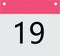 Header calendar pink bottom gray black number 19