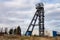 The headframe with mining shaft in an abandoned black coal mine Dul Julius Fucik in Petrvald u Karvine, Czech Republic