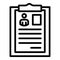 Headhunter clipboard icon, outline style