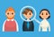 Headhunting and Recruitment illustration with candidate people. Flat icon vector illustration. Magnifying Glass.