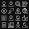 Headhunting Related Icons Set on Black Background. Line Style Vector