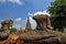 Headless Buddha images in temple historical park in Thailand