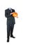 Headless Businessman with Halloween Pumpkin