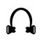 Headphone black shape icon vector sign and symbol isolated on wh