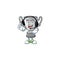 With headphone cartoon silver trophy on white background