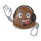 With headphone chocolate candies mascot cartoon