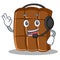 With headphone chocolate character cartoon style