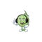 With headphone design melon cartoon character for fruit logo