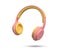 Headphone earphone 3d icon. Audio headset with pink accents. 3d wireless headphone in minimal style. Listen music gadget.