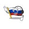 With headphone flag russia isolated in the cartoon
