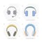 Headphone flat icon set vector flat illustration, earplugs