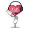 With headphone heart lollipop mascot cartoon