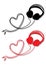 Headphone with heart, vector