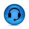 Headphone icon on classy splash blue round button illustration