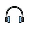 Headphone icon in filled line style about multimedia for any projects