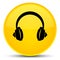 Headphone icon special yellow round button