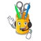 With headphone isometric supplies desktop on organizer mascot