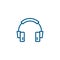 Headphone Line Blue Icon On White Background. Blue Flat Style Vector Illustration