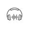 Headphone line icon, outline vector sign, linear style pictogram isolated on white.