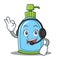 With headphone liquid soap character cartoon