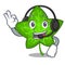 With headphone mascot cartoon beautiful ivy leaf plant
