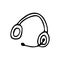 Headphone with microphone. Black and white illustration