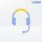 Headphone with microphone icon symbols. operators, call center, communicationt concept. 3D vector isolated illustration design.