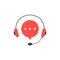 Headphone with microphone and red speech bubble