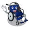 With headphone miniature wheelchair the shape of mascot