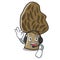 With headphone morel mushroom mascot cartoon