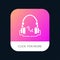 Headphone, Music, Audio, Hand free Mobile App Button. Android and IOS Glyph Version