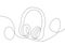 Headphone One line drawing Vector headphone in line style on white background