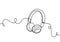 Headphone one line drawing. Vector illustration symbol of music and sound