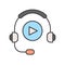 Headphone and play button , technology and e-learning editable s