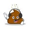 With headphone Poop emoticon character cartoon