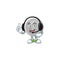 With headphone silver coin cartoon character with mascot