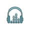 Headphone with sound equalizer vector icon or design element